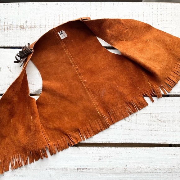 Child’s Vintage Suede Leather Fringe Made in USA Sheriff Western Vest Medium - Picture 4 of 5